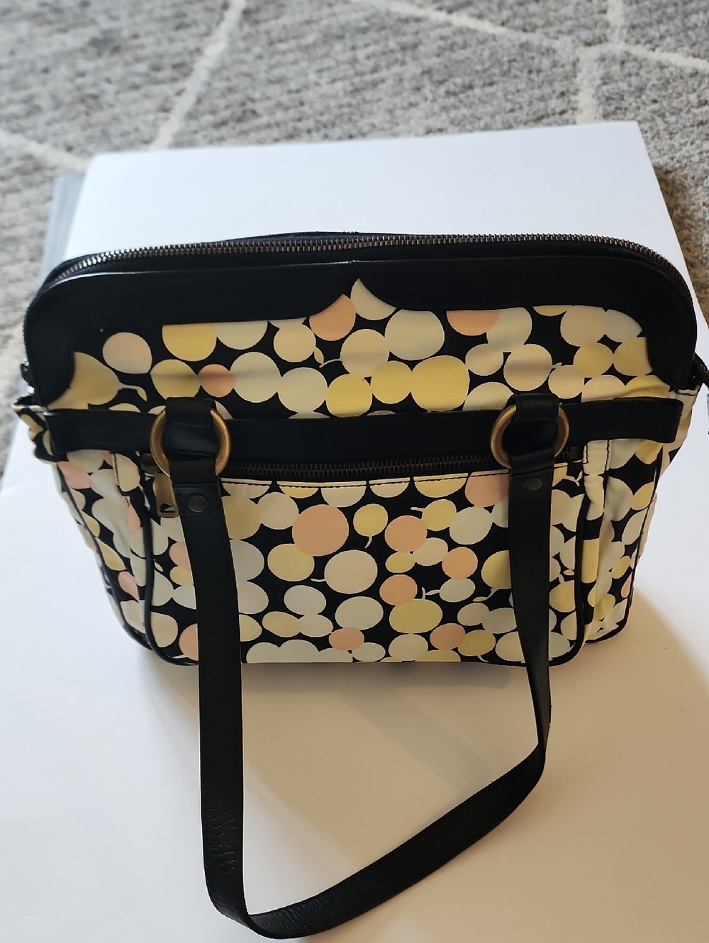 Marc Jacobs Vintage Rare Round Circular Yellow Dot Shoulder Bag.